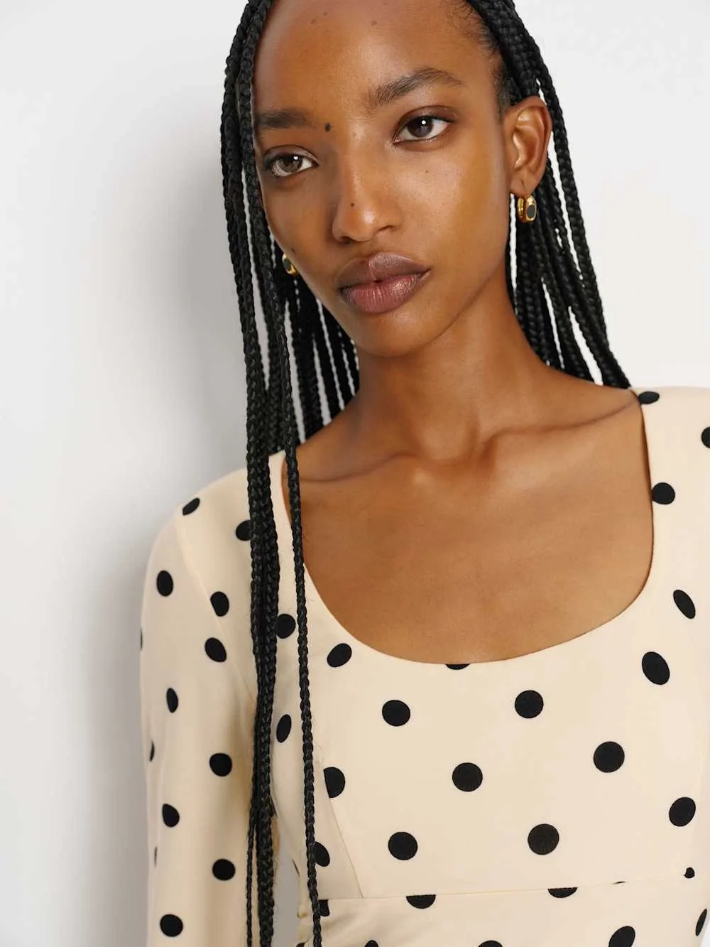 Reformation Davi Knit Dress in Sundae Dot - Picture 3 of 14